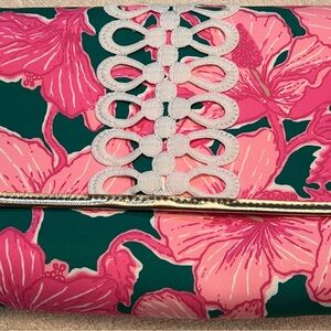 Lilly Pulitzer Pink and Green Floral Wristlet